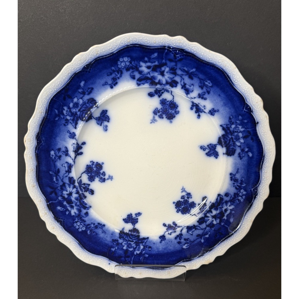 Antique Johnson Brothers "Clifton" Flow Blue Plate Victorian England 9.75" EUC